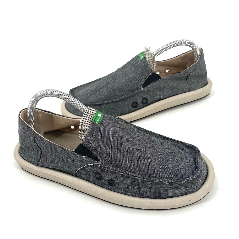 SANUK Pick Pocket TX Sidewalk Surfer Chambray Gray Slip On Loafer Shoe